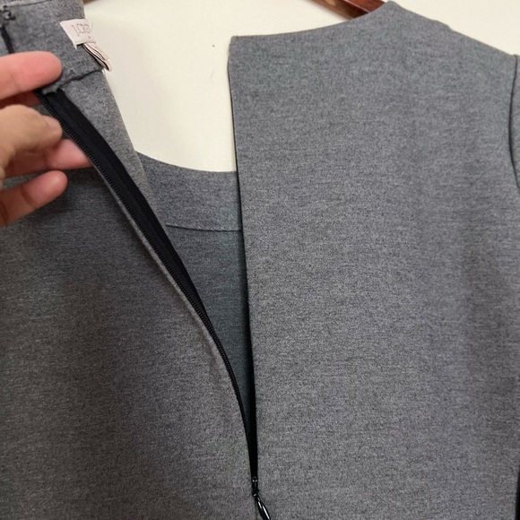 J. Crew Womens Gray Sheath Midi Dress 12 Crew Neck Color Block Casual Classic - Picture 16 of 16